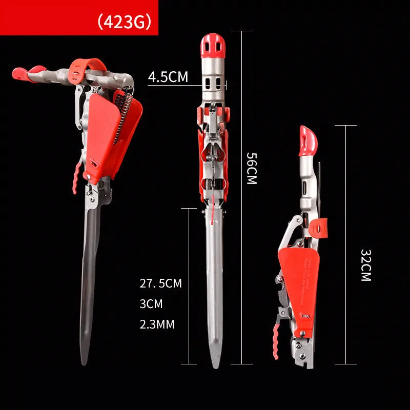 Stainless steel automatic spring fishing rod holder with triangular plug and sensitivity adjustment dial