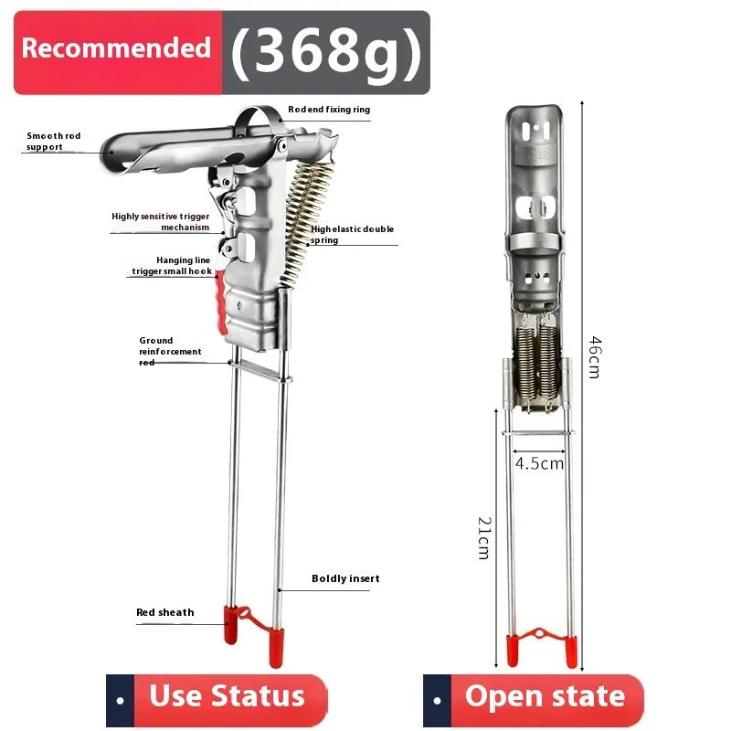 Stainless steel automatic spring fishing rod holder with triangular plug and sensitivity adjustment dial
