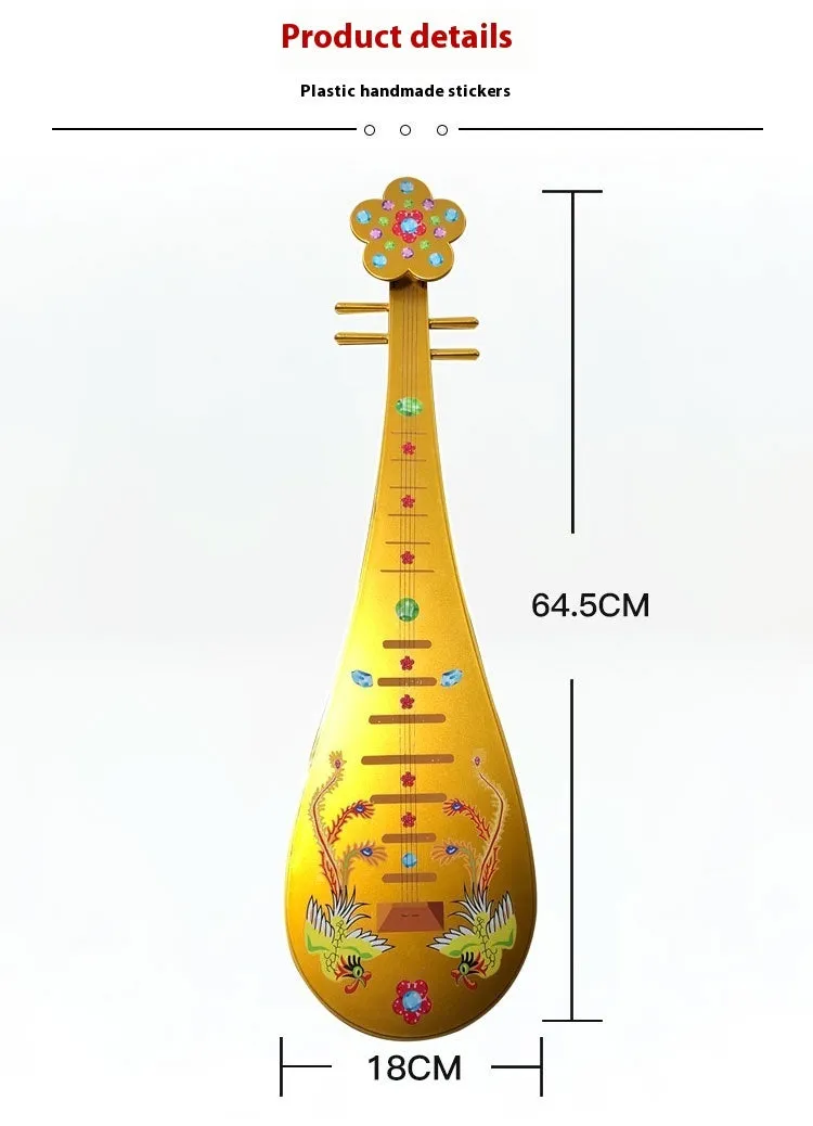 Golden double phoenix simulation pipa prop 64.5 cm plastic for dance performance