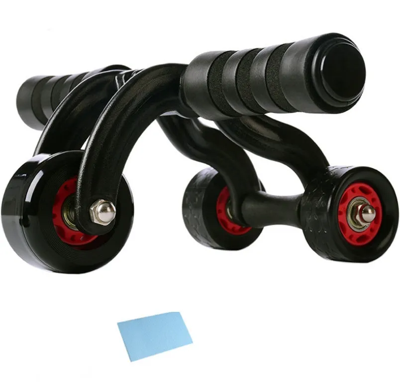 Three-wheel abdominal wheel with brake plate and foam handle for home fitness