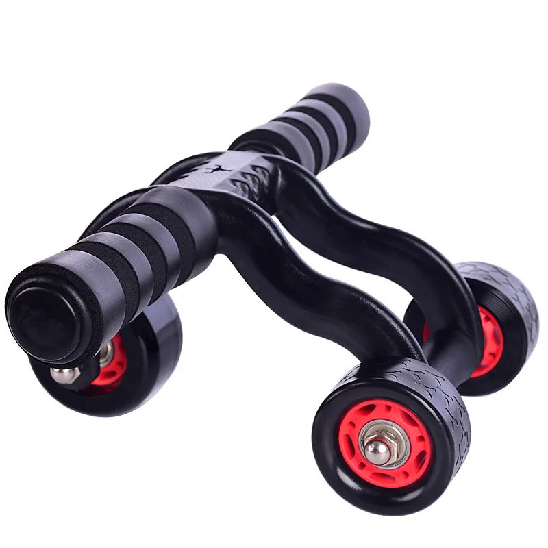 Three-wheel abdominal wheel with brake plate and foam handle for home fitness