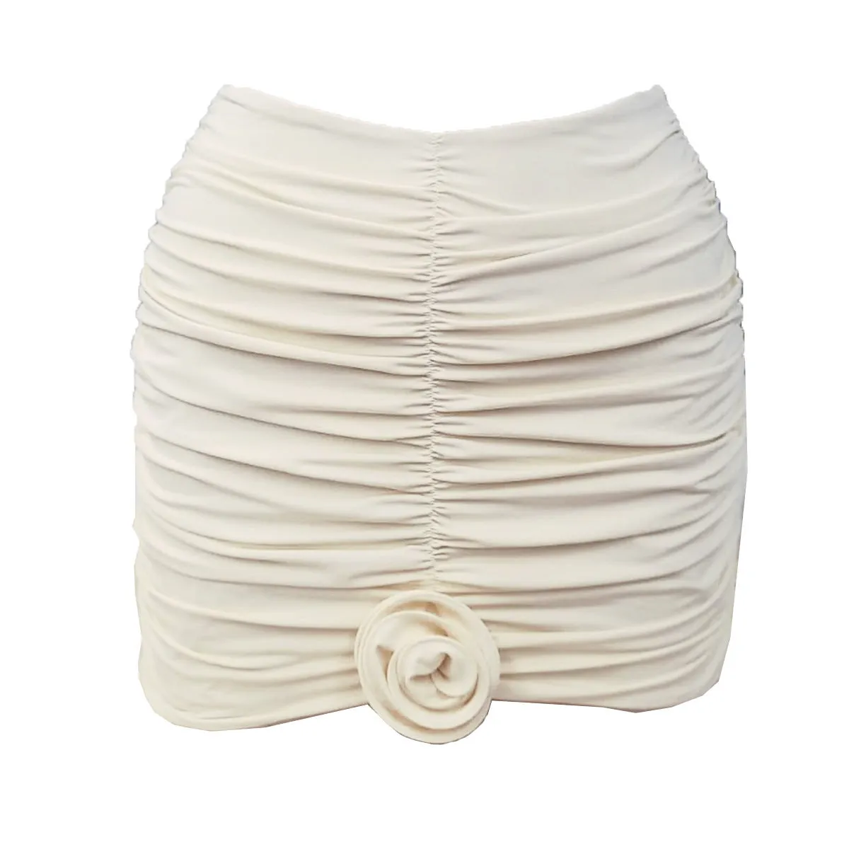 Women's three-piece 3D flower swimsuit in beige with high elasticity nylon, solid colour, sleeveless top and brief bottom