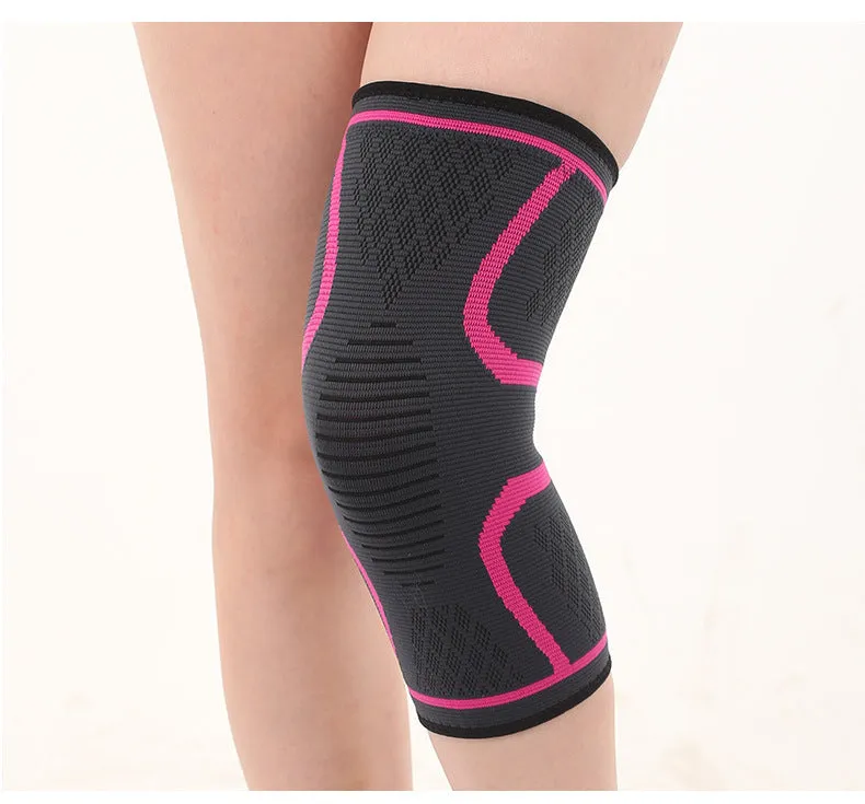 Double-corrugated non-slip stretch sports kneecaps in various colours for basketball and running