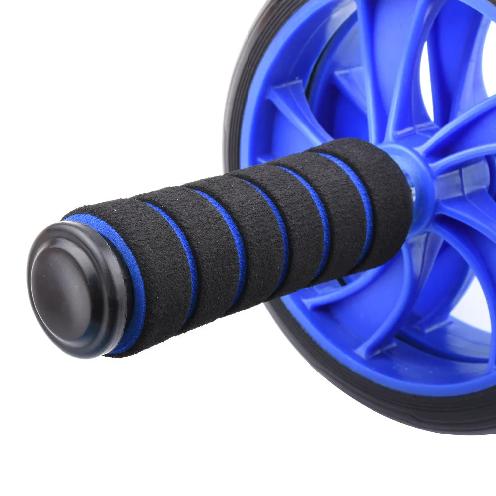 Multifunctional 6-piece abdominal wheel set with push-up bars, hand grippers, knee pad, and rope in blue colour