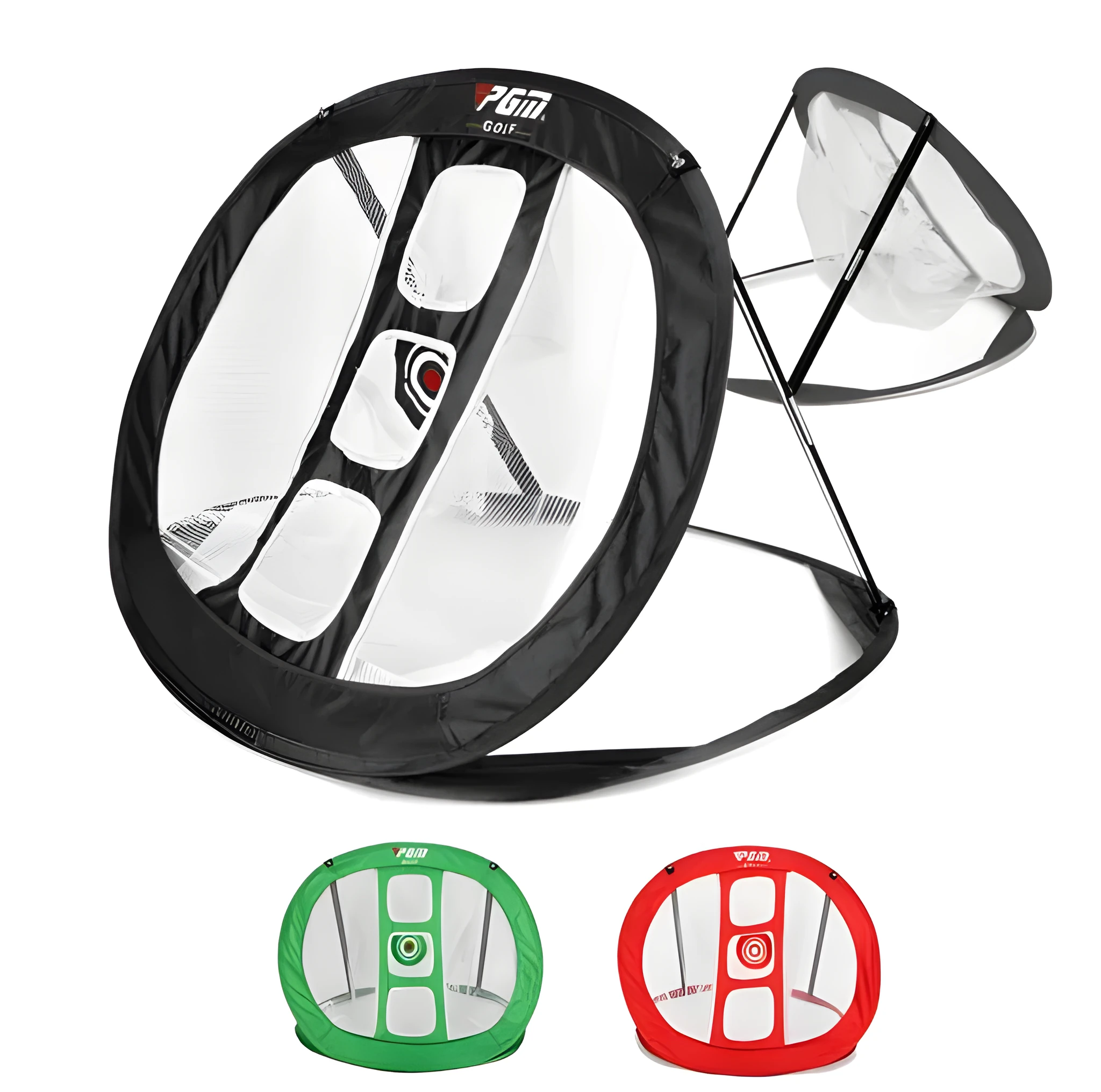 Portable golf practice net with pop-up design, nylon netting, 68x80x48cm, black frame, for indoor and outdoor training