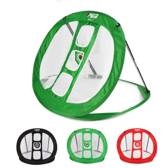 Portable golf practice net with pop-up design, nylon netting, 68x80x48cm, black frame, for indoor and outdoor training