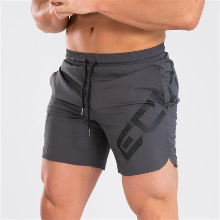Men's black knee-length nylon training shorts with elastic waistband for summer sports