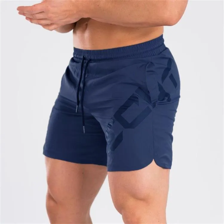 Men's black knee-length nylon training shorts with elastic waistband for summer sports