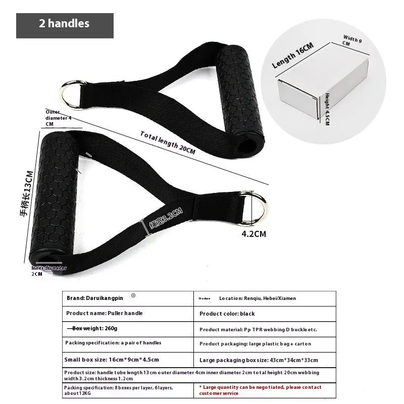 Black alloy ergonomic handle chest expander tension rope on white background