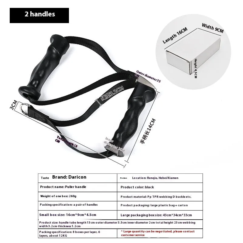 Black alloy ergonomic handle chest expander tension rope on white background