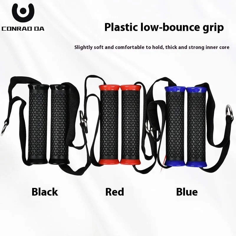 Black alloy ergonomic handle chest expander tension rope on white background