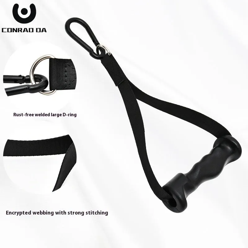 Black alloy ergonomic handle chest expander tension rope on white background