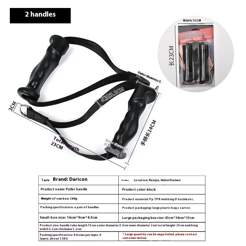 Black alloy ergonomic handle chest expander tension rope on white background