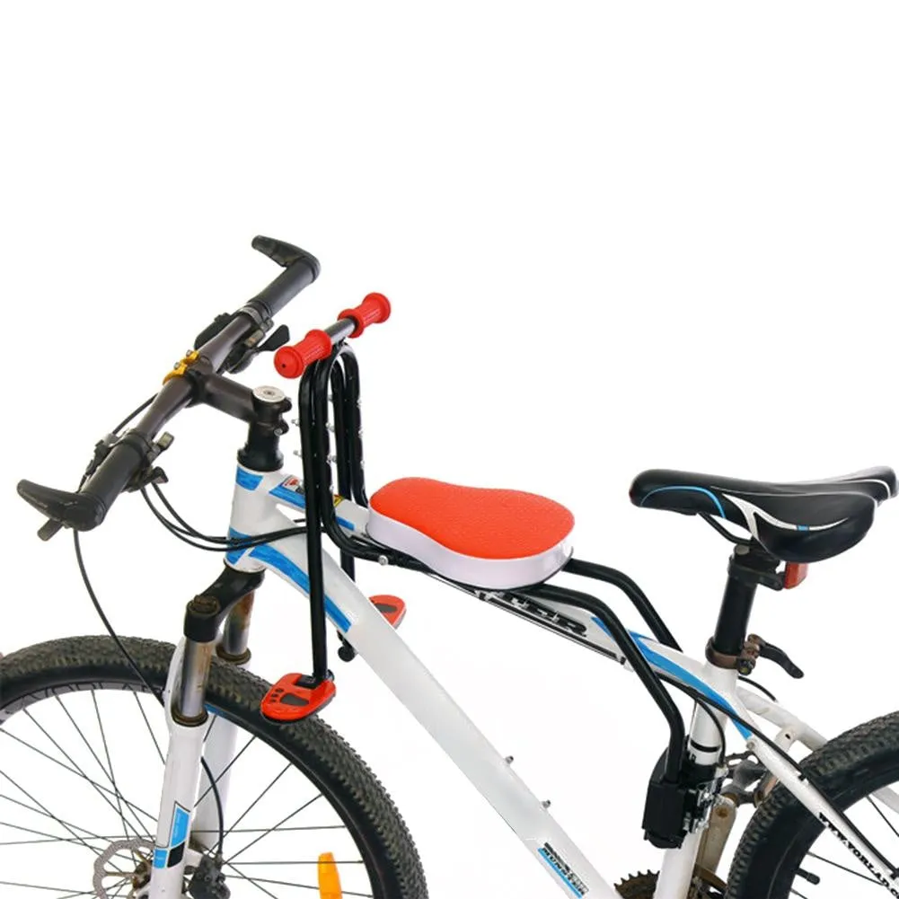 Child seat for bicycle and car with steel pipe frame in black colour