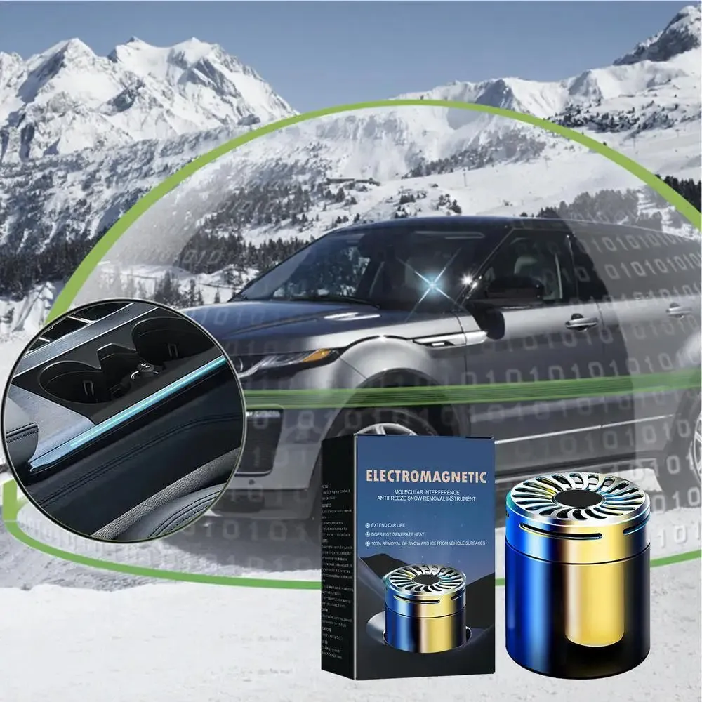 Car microwave molecular deicing instrument with aromatherapy, snow removal tool, light-powered