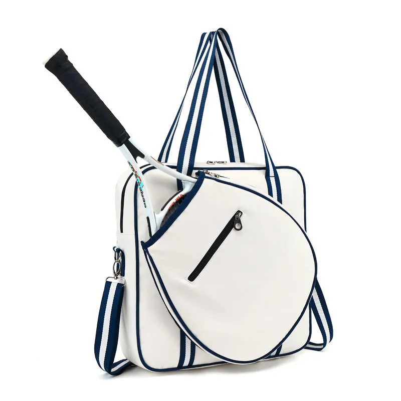 Korean style tennis pack in Oxford cloth, large capacity, available in blue and pink, with shoulder strap