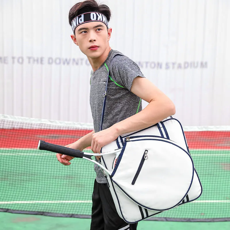 Korean style tennis pack in Oxford cloth, large capacity, available in blue and pink, with shoulder strap