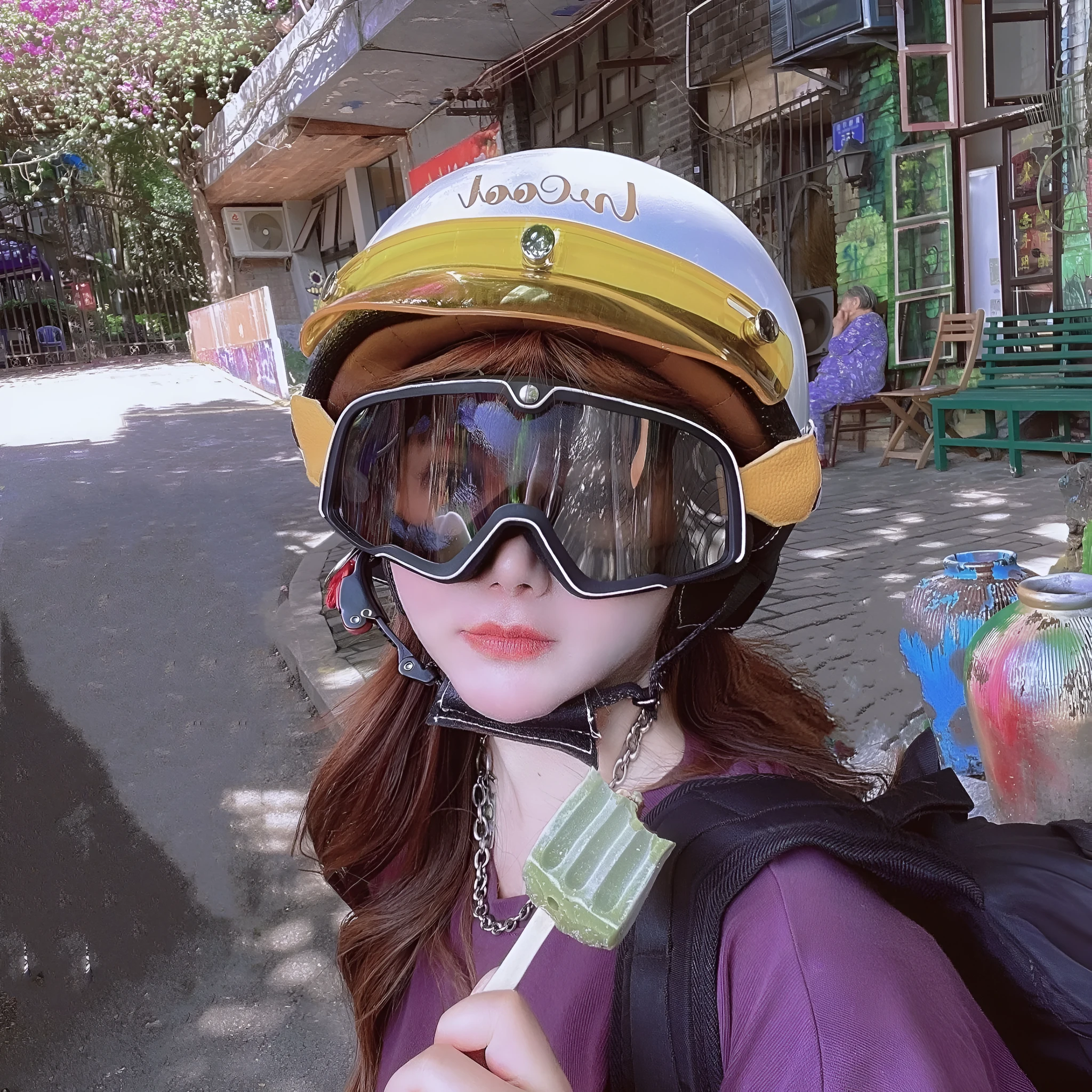 Retro helmet goggles with PC lens for scrambling motorcycle eye protection