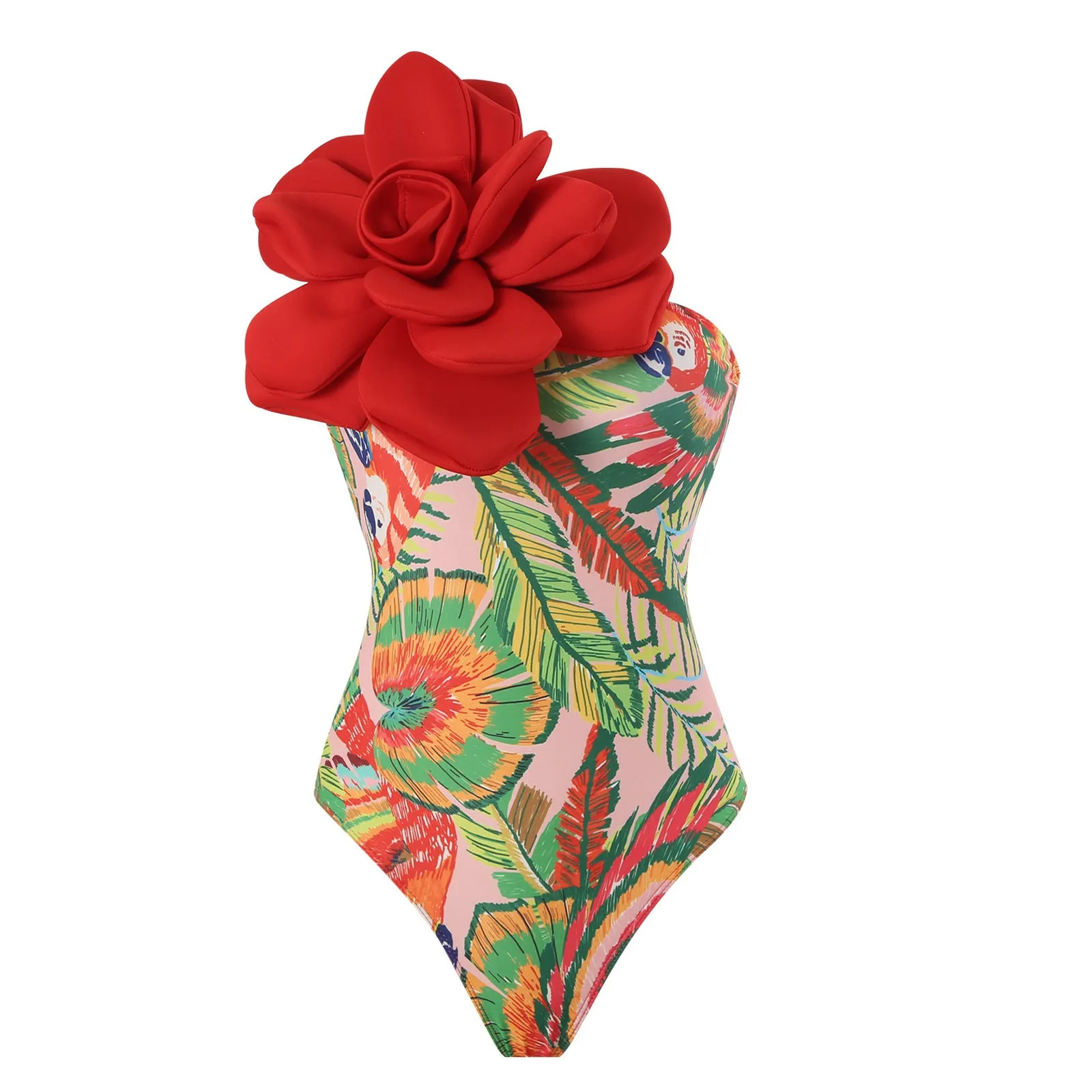 Women's blue fairy style one-piece jumpsuit swimsuit with matching skirt.
