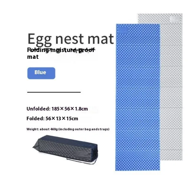NH Egg Tank folding nap mat in blue with storage bag, measuring 57x13x16 cm