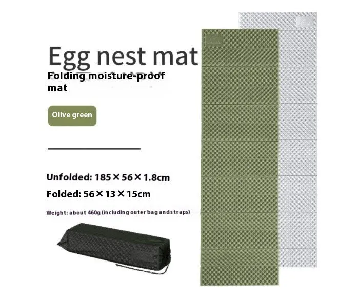 NH Egg Tank folding nap mat in blue with storage bag, measuring 57x13x16 cm