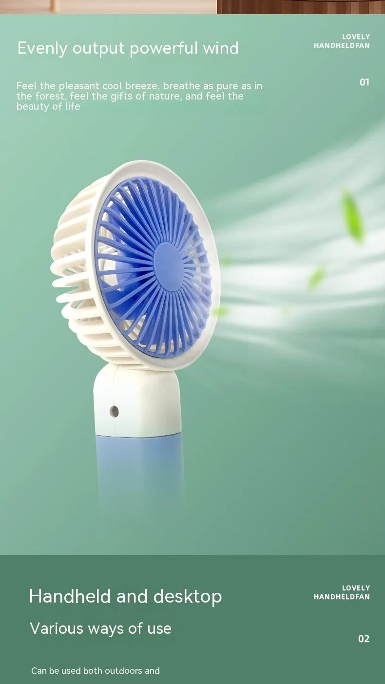 Mini handheld fan with phone holder, plastic blades, USB rechargeable, 16x8x6cm size, pink colour option