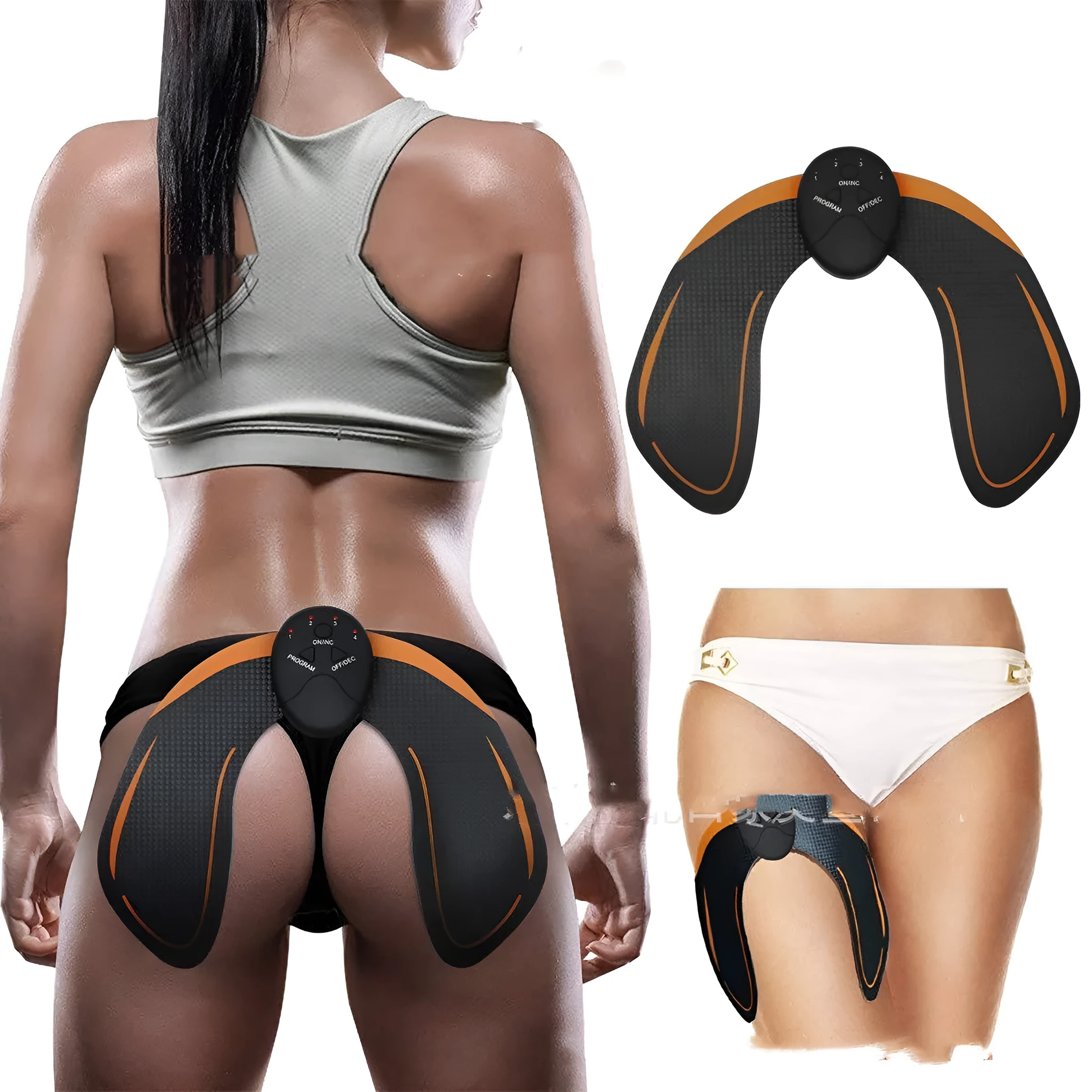 Fitness Buttocks Lifting Toner Slimming Massager in black, battery powered, made of environmental protection ABS