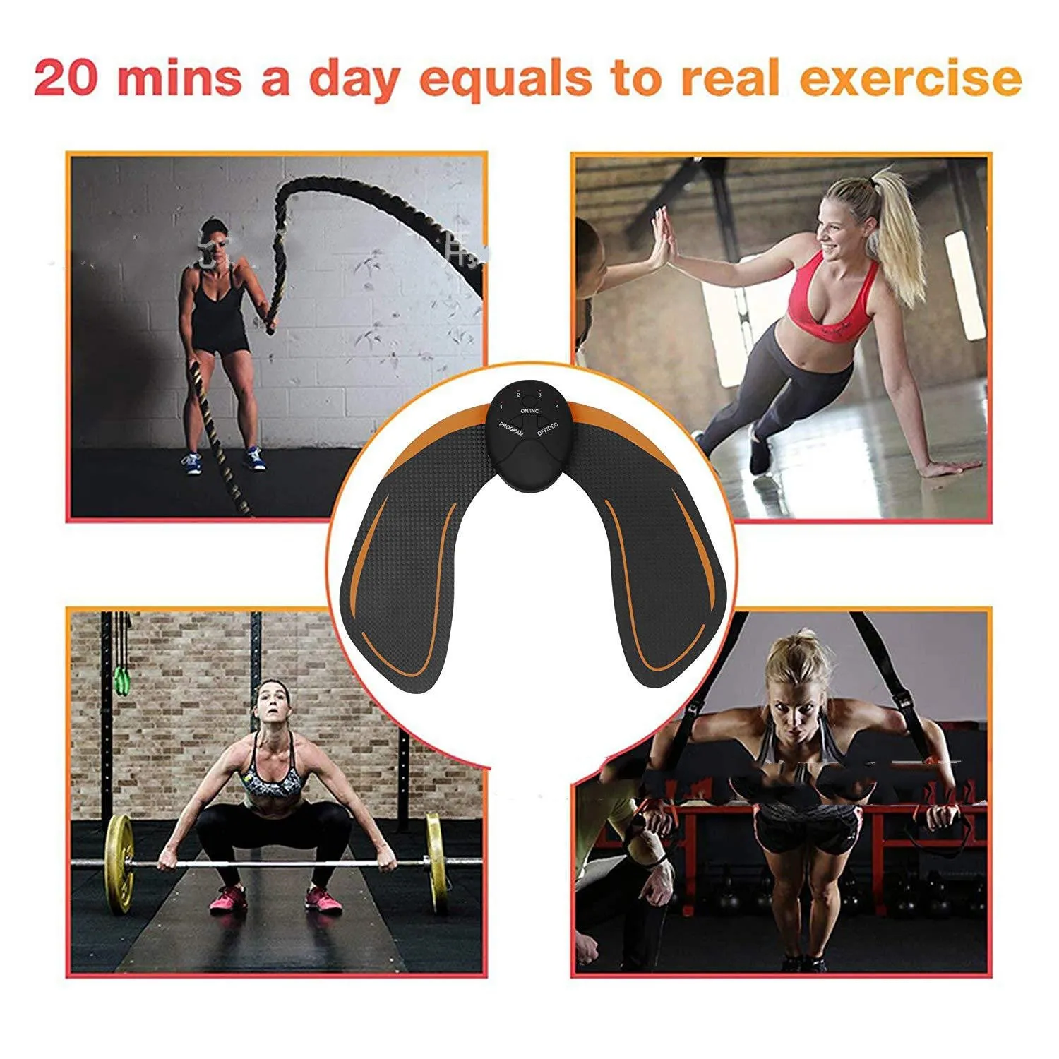 Fitness Buttocks Lifting Toner Slimming Massager in black, battery powered, made of environmental protection ABS