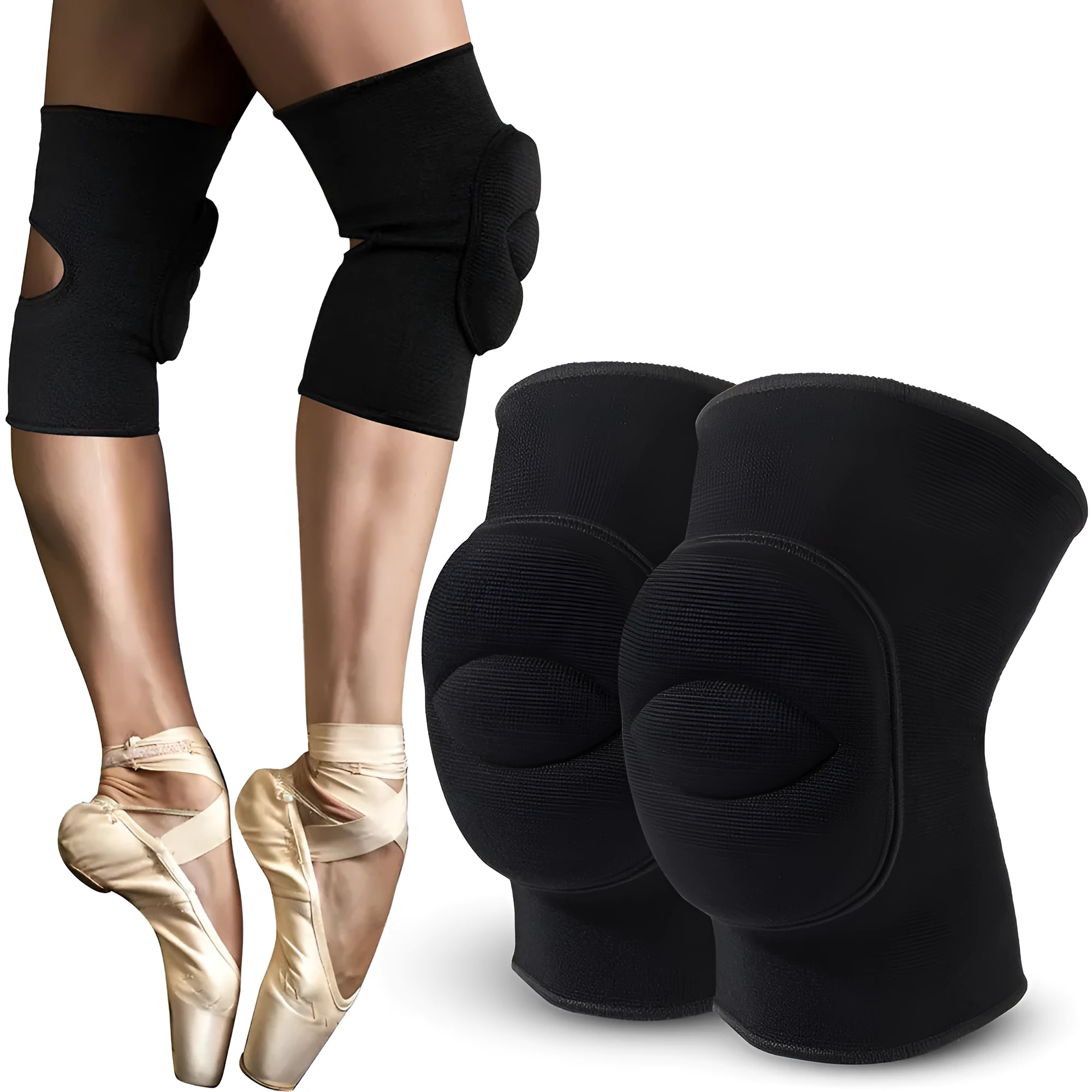 Black thickened nylon knee pad for yoga sports running and ball playing joint support