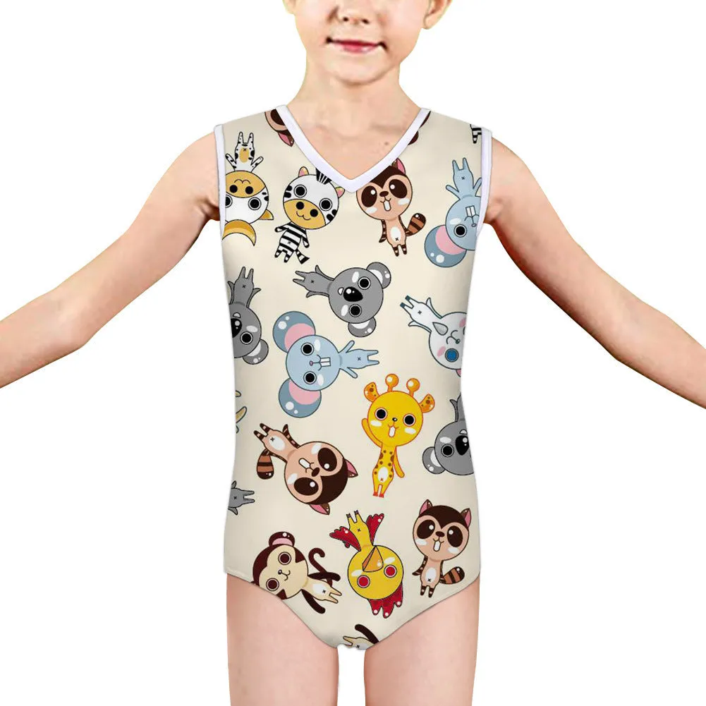 Girls one-piece panda print swimsuit in polyester spandex with high elasticity, ages 5-14