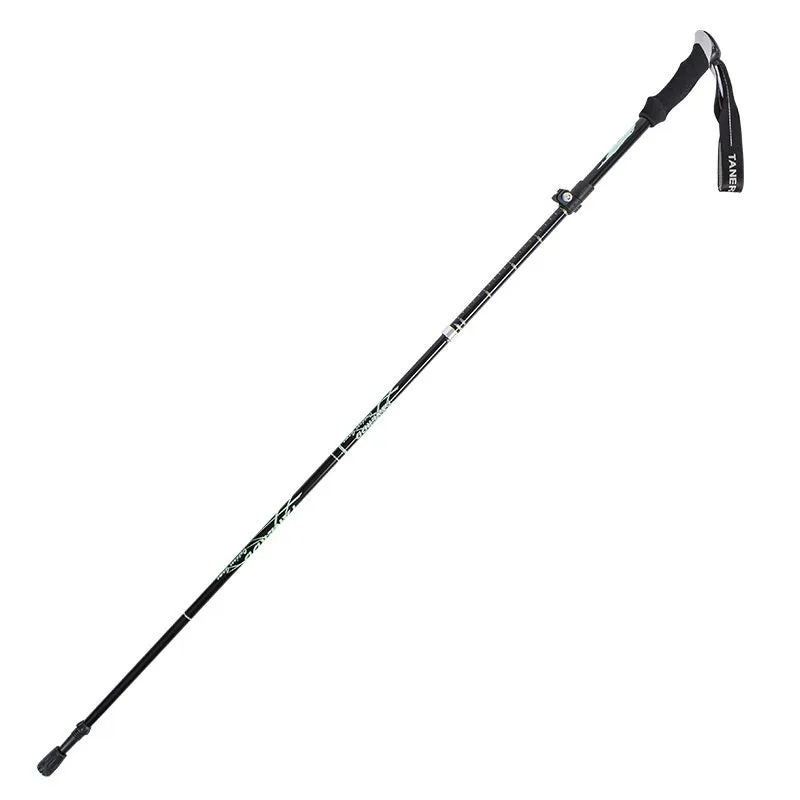 Aluminium alloy telescopic hiking alpenstock with adjustable length 30-130cm, black and red options, foldable design
