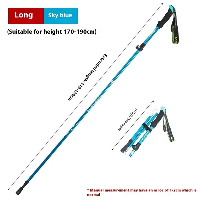 Aluminium alloy telescopic hiking alpenstock with adjustable length 30-130cm, black and red options, foldable design