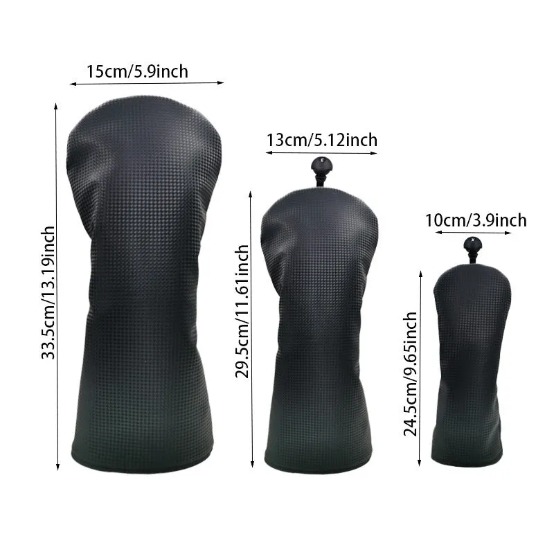 Black golf club cover for No.1 wood, fairway wood, or iron wood club head protective sleeve