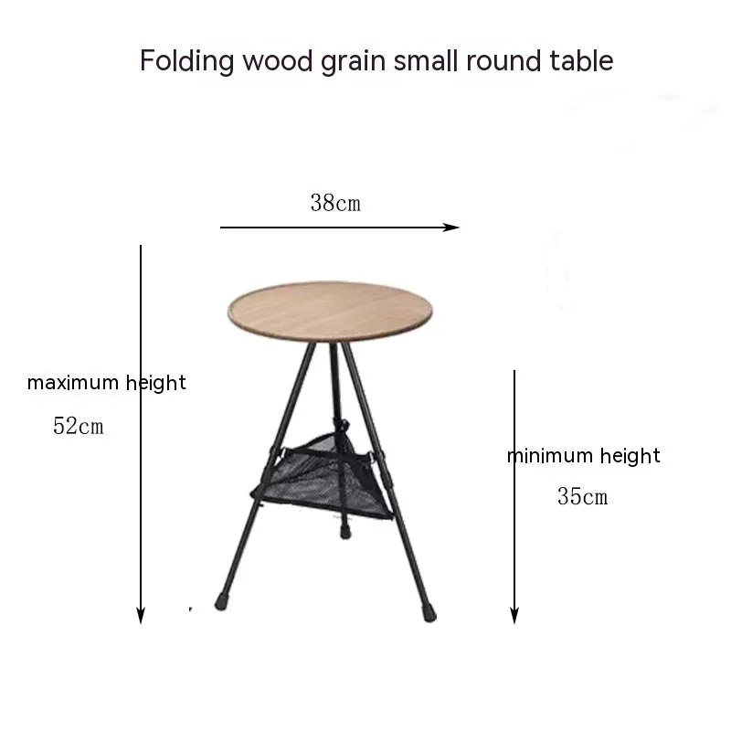 Outdoor camping folding aluminium alloy tripod round table with storage bag in matte black finish