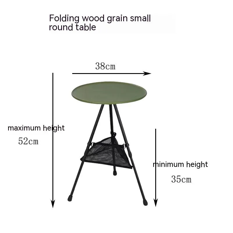 Outdoor camping folding aluminium alloy tripod round table with storage bag in matte black finish