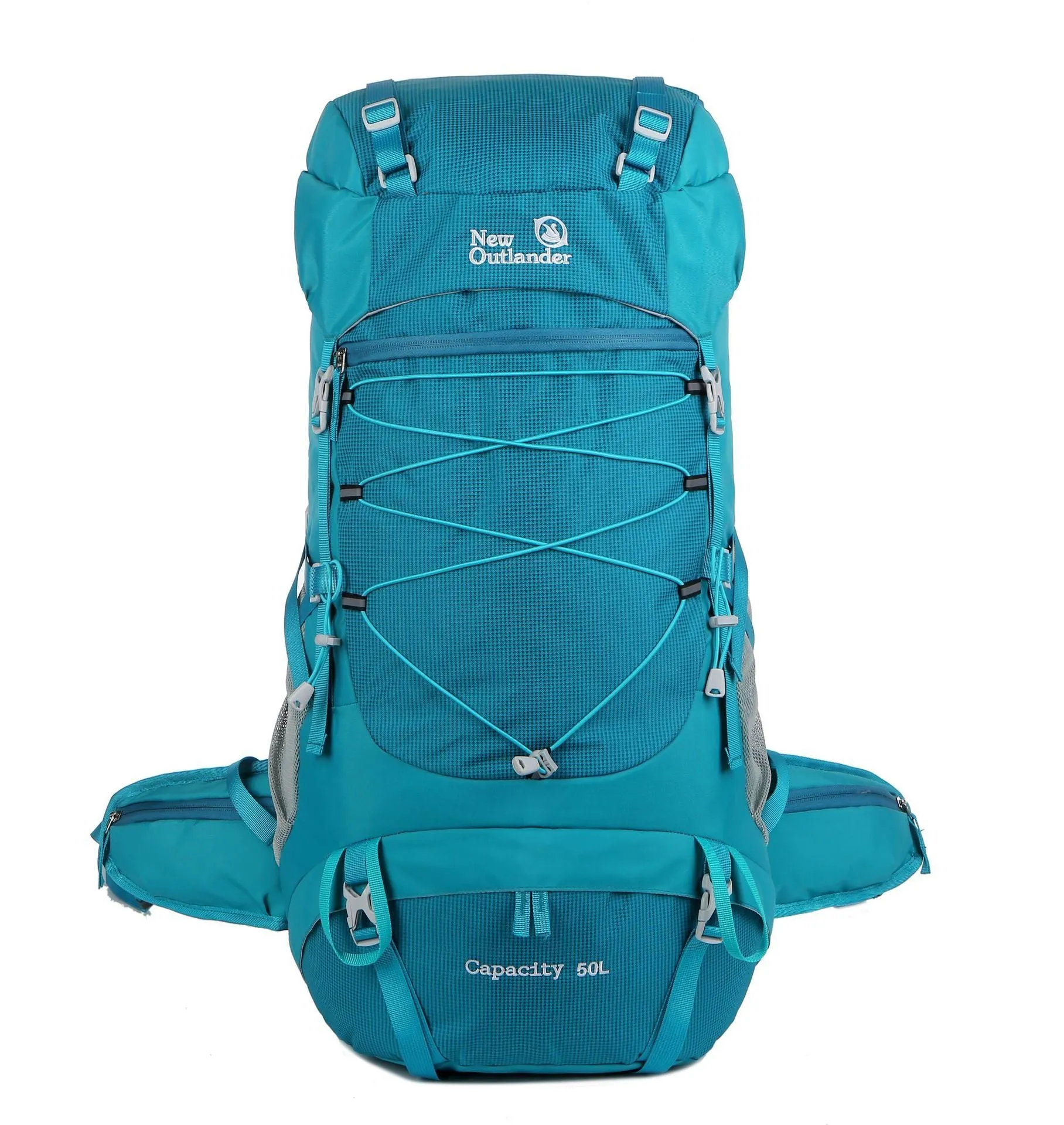 50L nylon mountaineering backpack in army green for hiking and camping