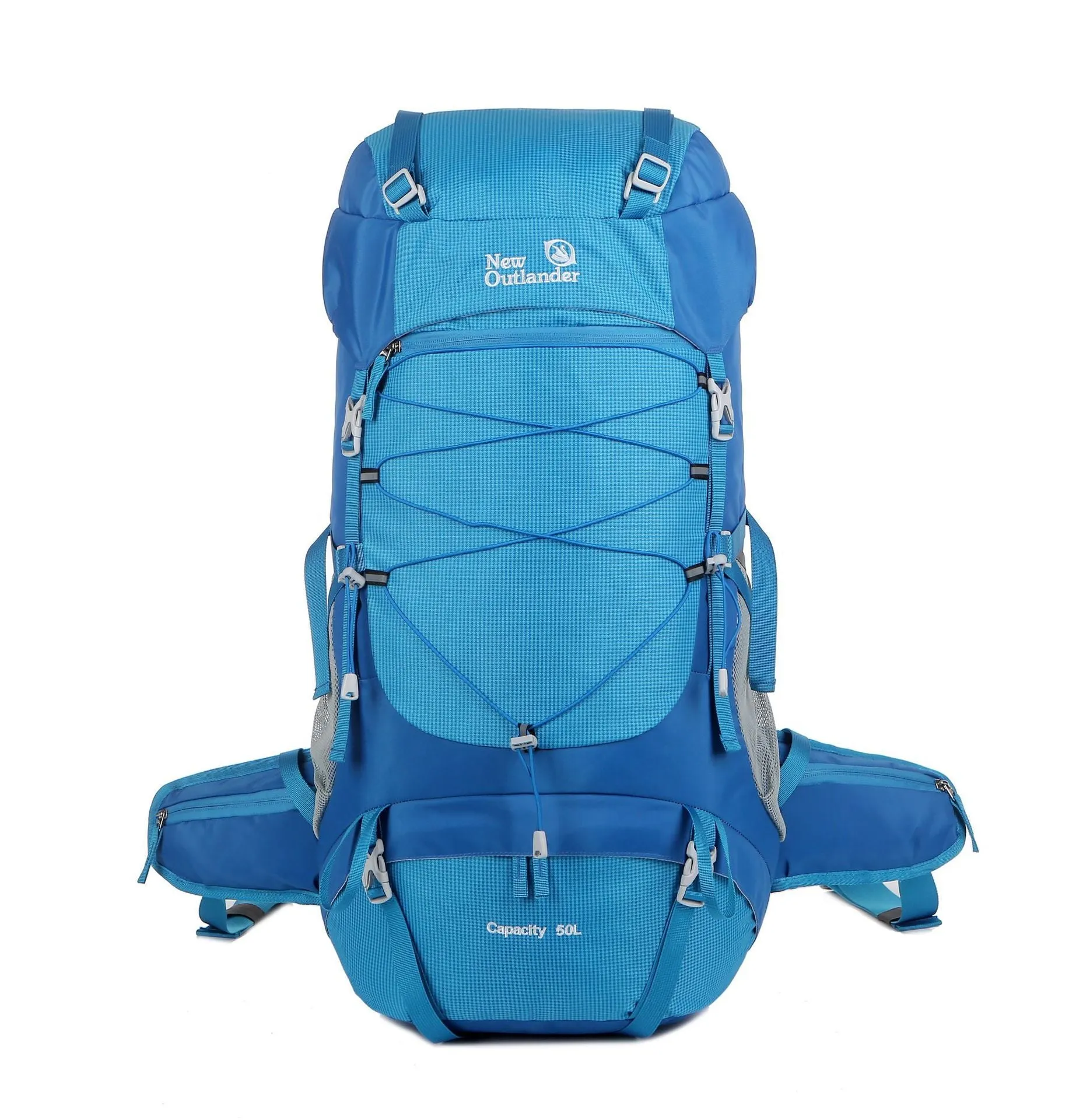 50L nylon mountaineering backpack in army green for hiking and camping