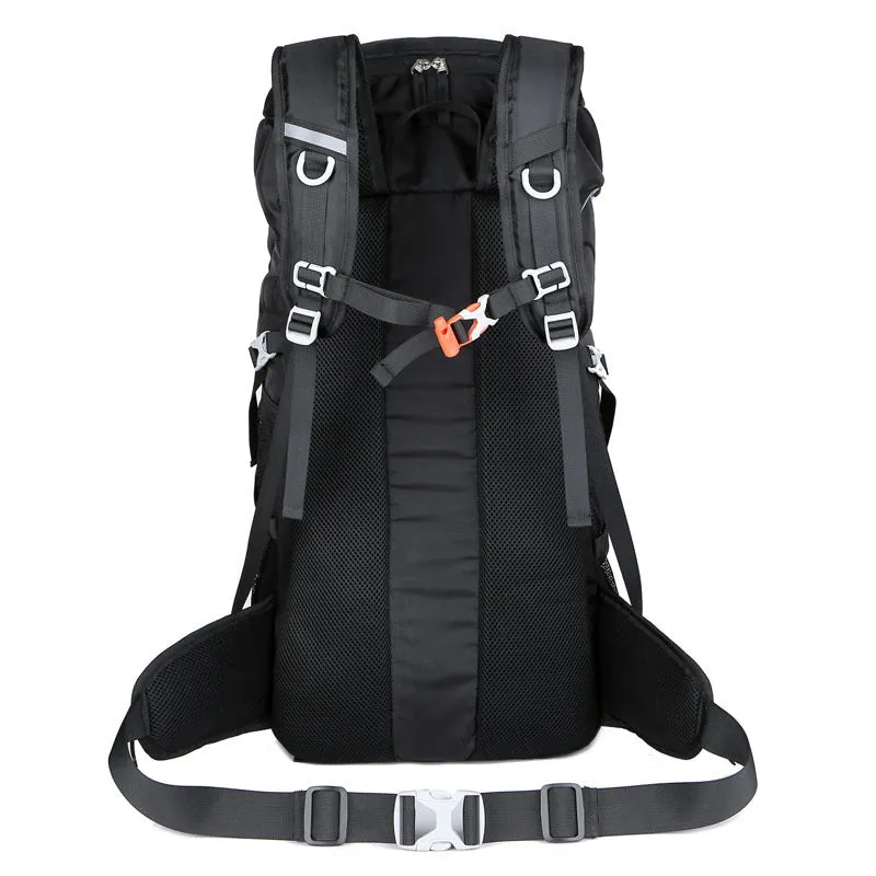 50L nylon mountaineering backpack in army green for hiking and camping