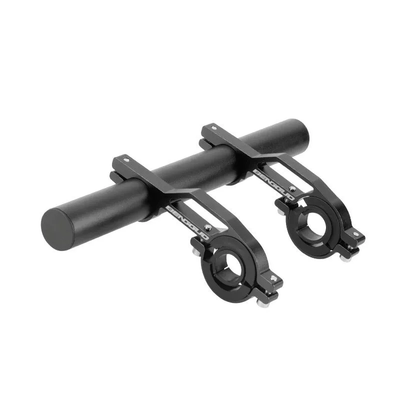 Bicycle aluminium alloy extension bracket for handlebars in black finish on a mountain bike