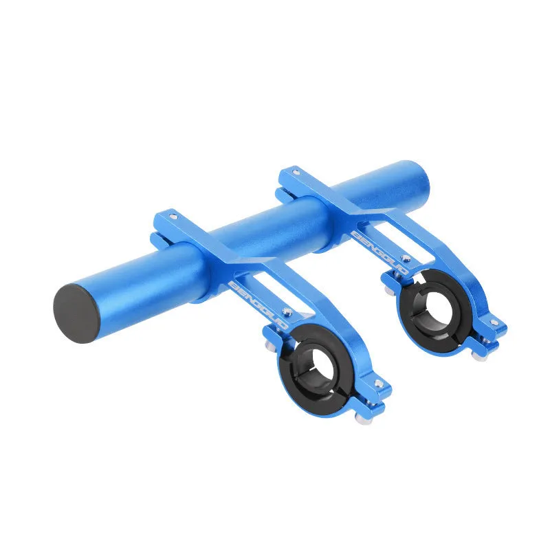 Bicycle aluminium alloy extension bracket for handlebars in black finish on a mountain bike