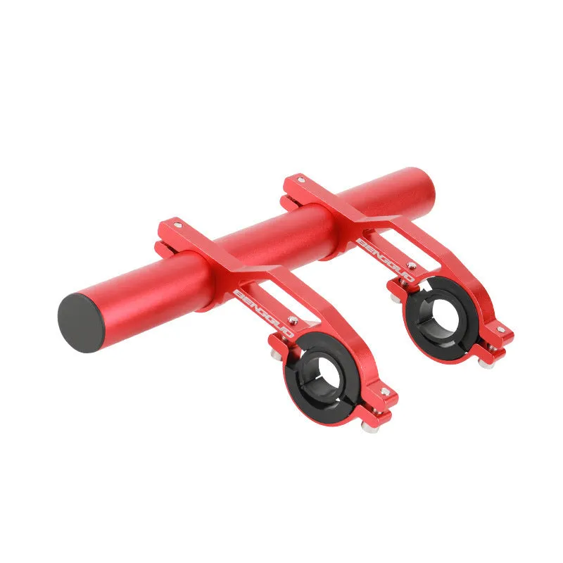 Bicycle aluminium alloy extension bracket for handlebars in black finish on a mountain bike