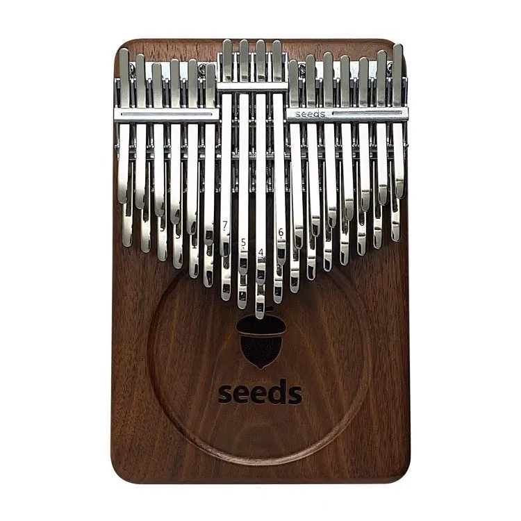 34-tone double-layer chromatic finger piano with black walnut plate, C key version on a neutral background