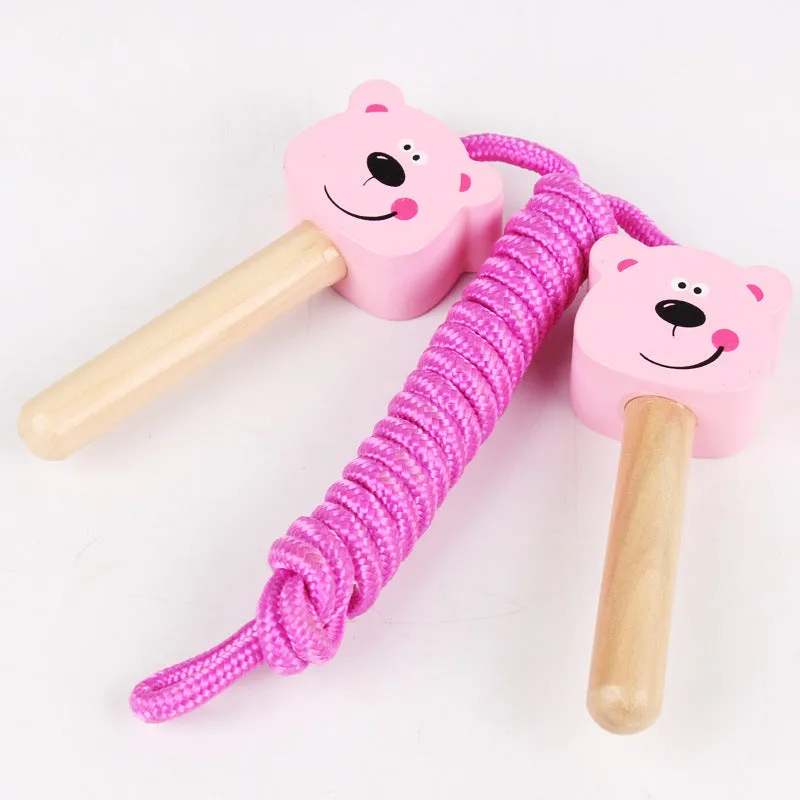 Cartoon animal skipping rope with cow pattern on a 2.8m cotton thread rope for children