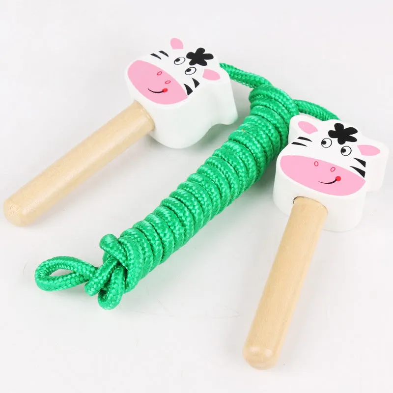 Cartoon animal skipping rope with cow pattern on a 2.8m cotton thread rope for children