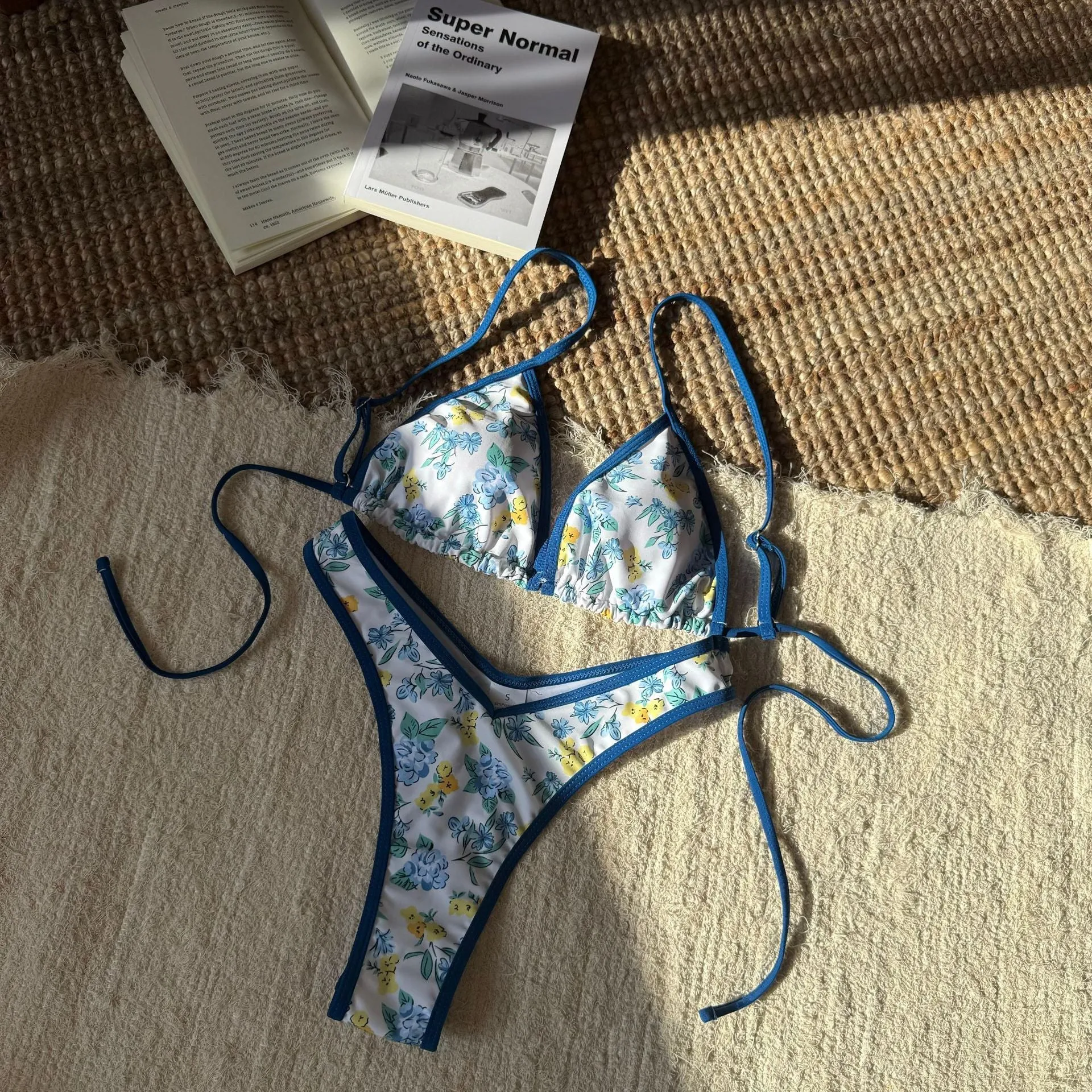 Women's split leopard print printed bikini set in polyester with brief bottom and sleeveless top