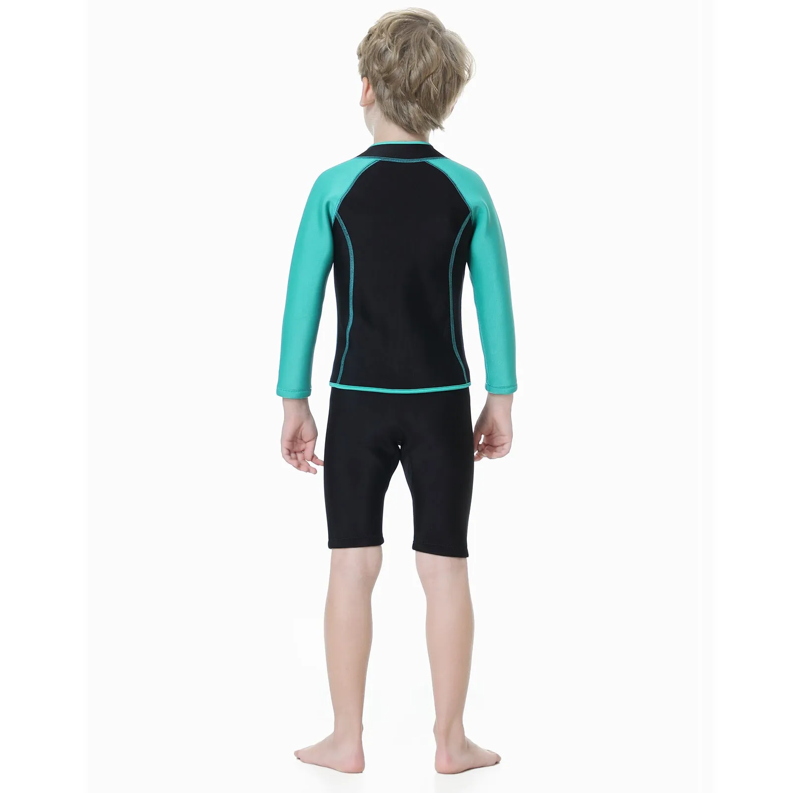 Children's diving suit long sleeve two-piece swimsuit in boys black and blue on child