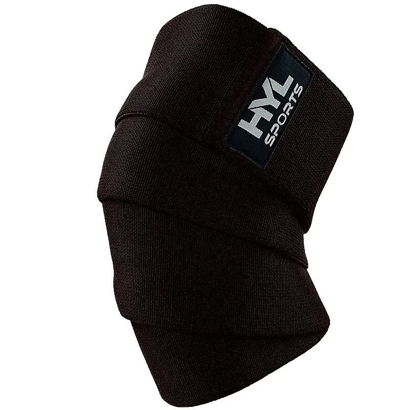 High elastic nylon training bandage knee pads in black for weightlifting and squat exercises free size 160x8cm