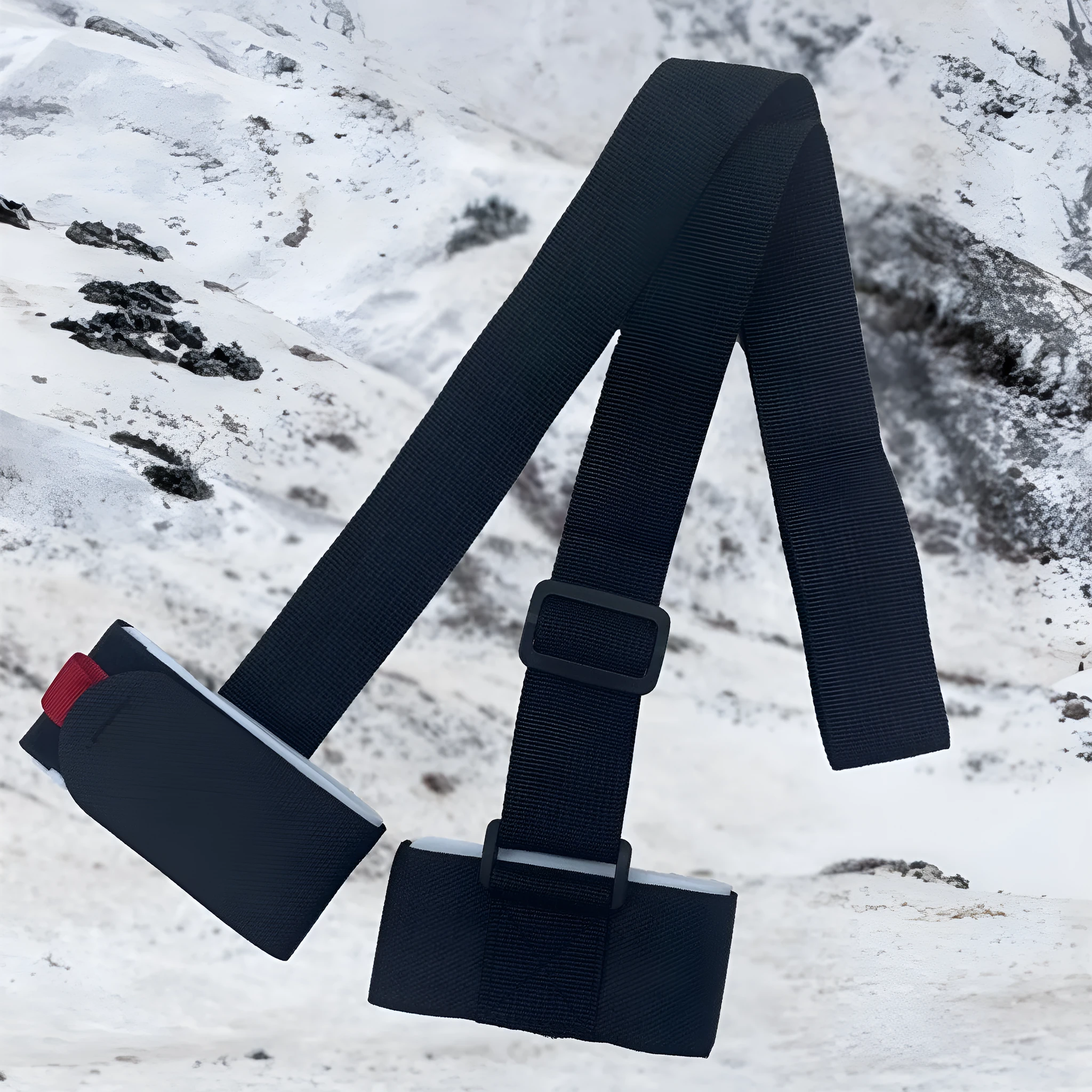 Adjustable shoulder strap for skiing bandage with hook and loop fastening in black, blue, pink or red
