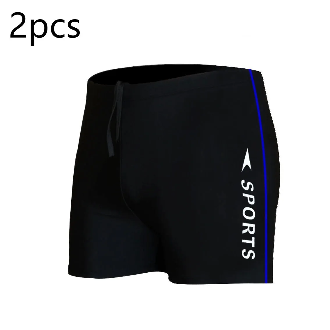 Anti-embarrassment boxers swimsuit for men plus size L XL dark blue polyester polypropylene hot spring swimming trunks
