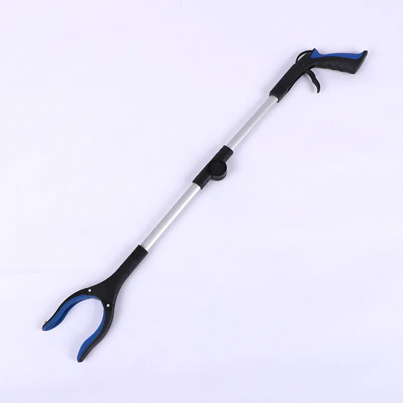 Foldable aluminium rubbish grabber with magnet, extended to 80cm length with blue handle option